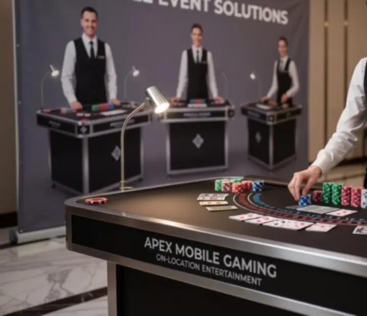 Mobilne stoły blackjack ustawione na nowoczesnym evencie