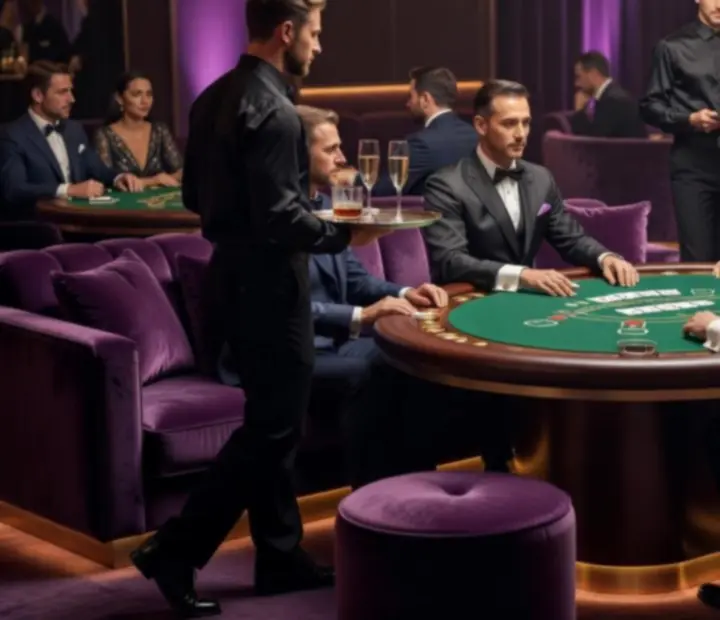 Ekskluzywna strefa VIP z eleganckim stołem blackjack
