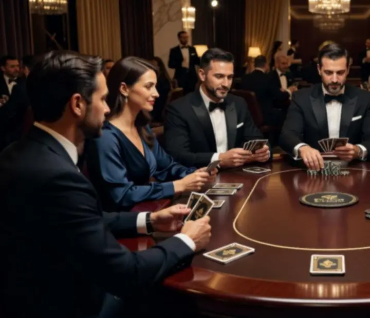 Luksusowy pokerowy stół przygotowany na wieczór rozrywki