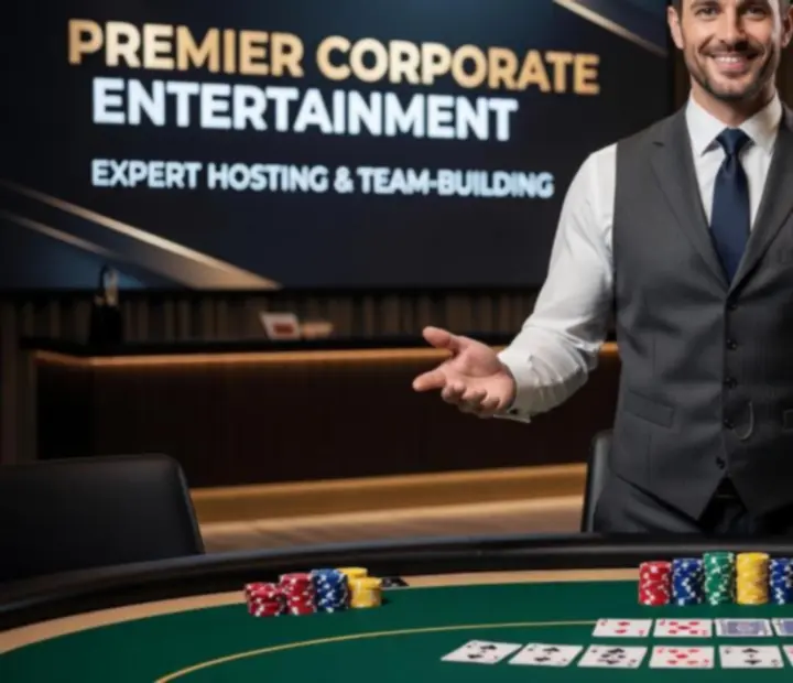 Profesjonalny dealer prowadzący pokerowy wieczór rozrywki