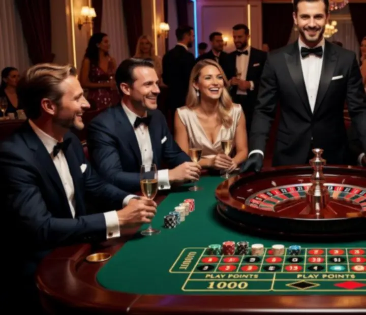 Elegancko zaaranżowany stół ruletkowy podczas wieczornego eventu